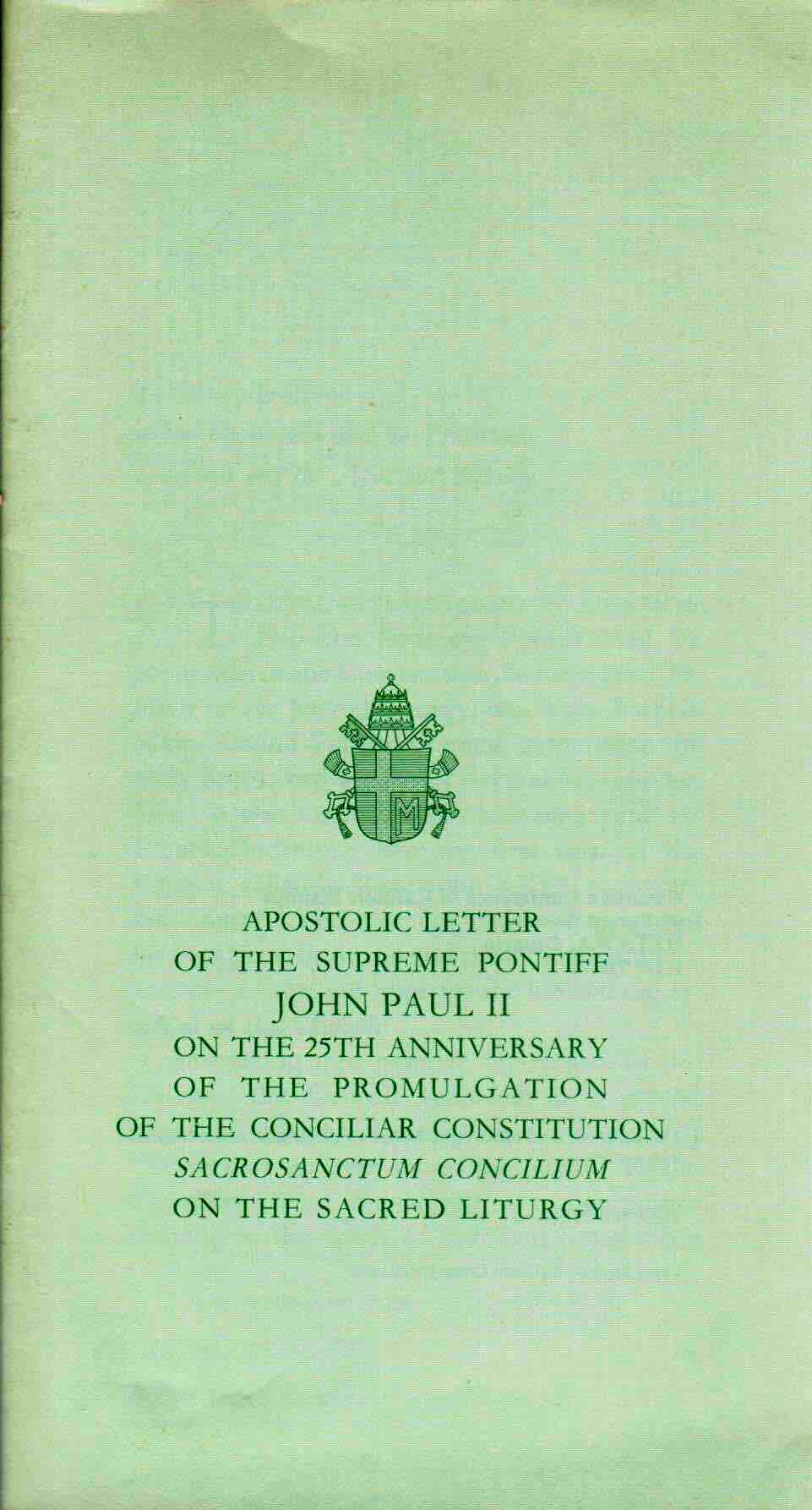 Cover of Apostolic Letter Of The Supreme Pontiff John Paul II