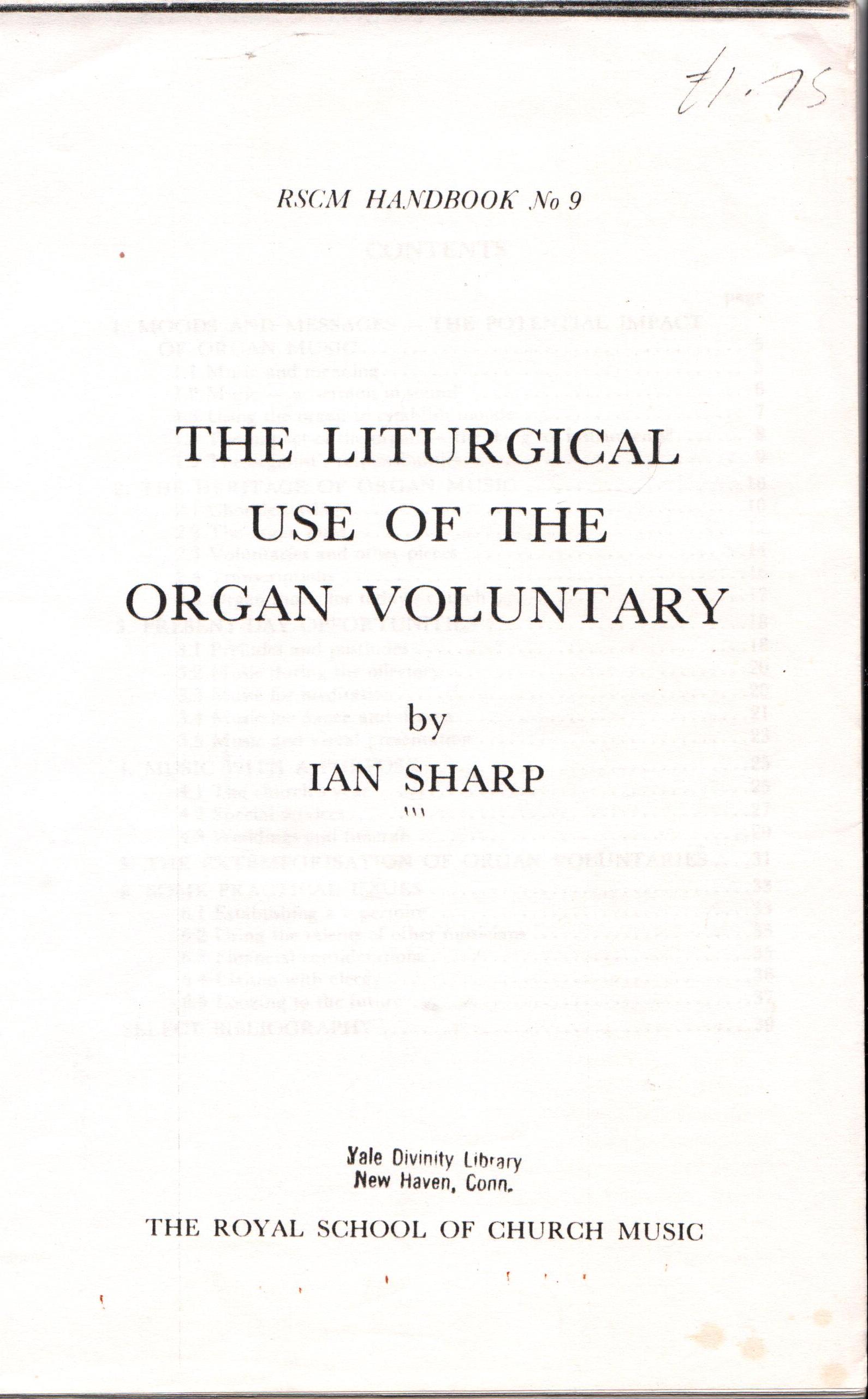Cover of The liturgical use of the organ voluntary