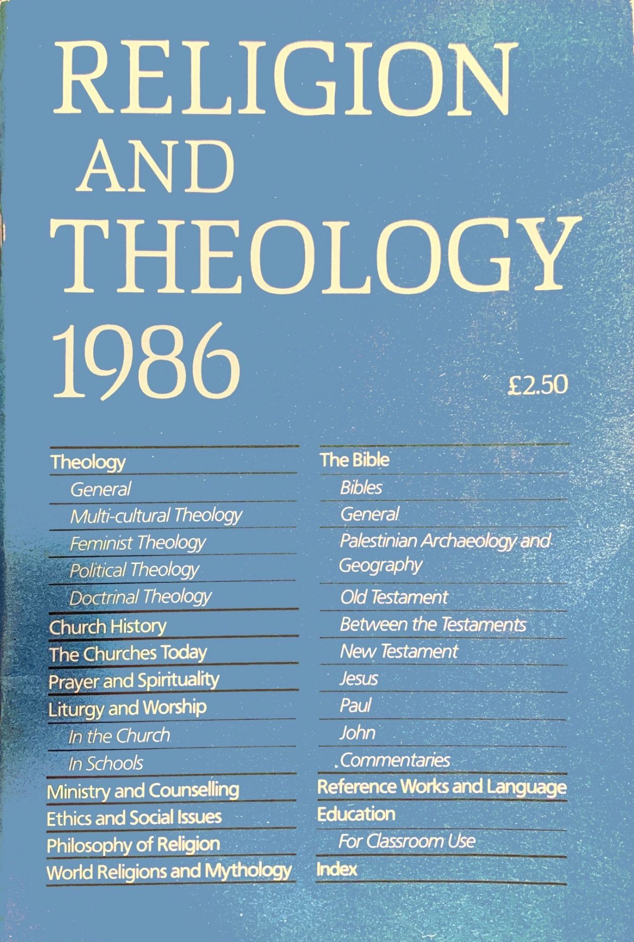 Cover of Religion and Theology 1986