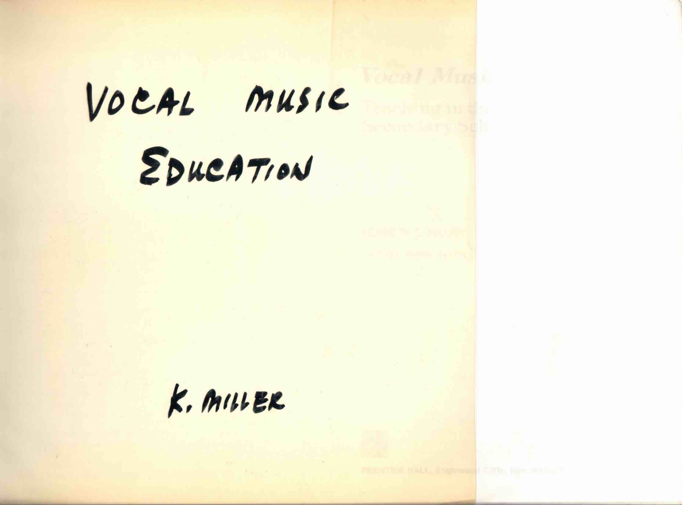 Cover of Vocal Music Education