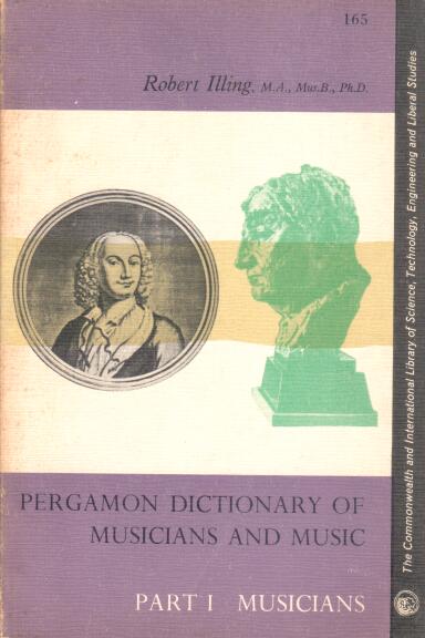 Cover of Pergamon Dictionary of Musicians and Music Part 1 Musicians