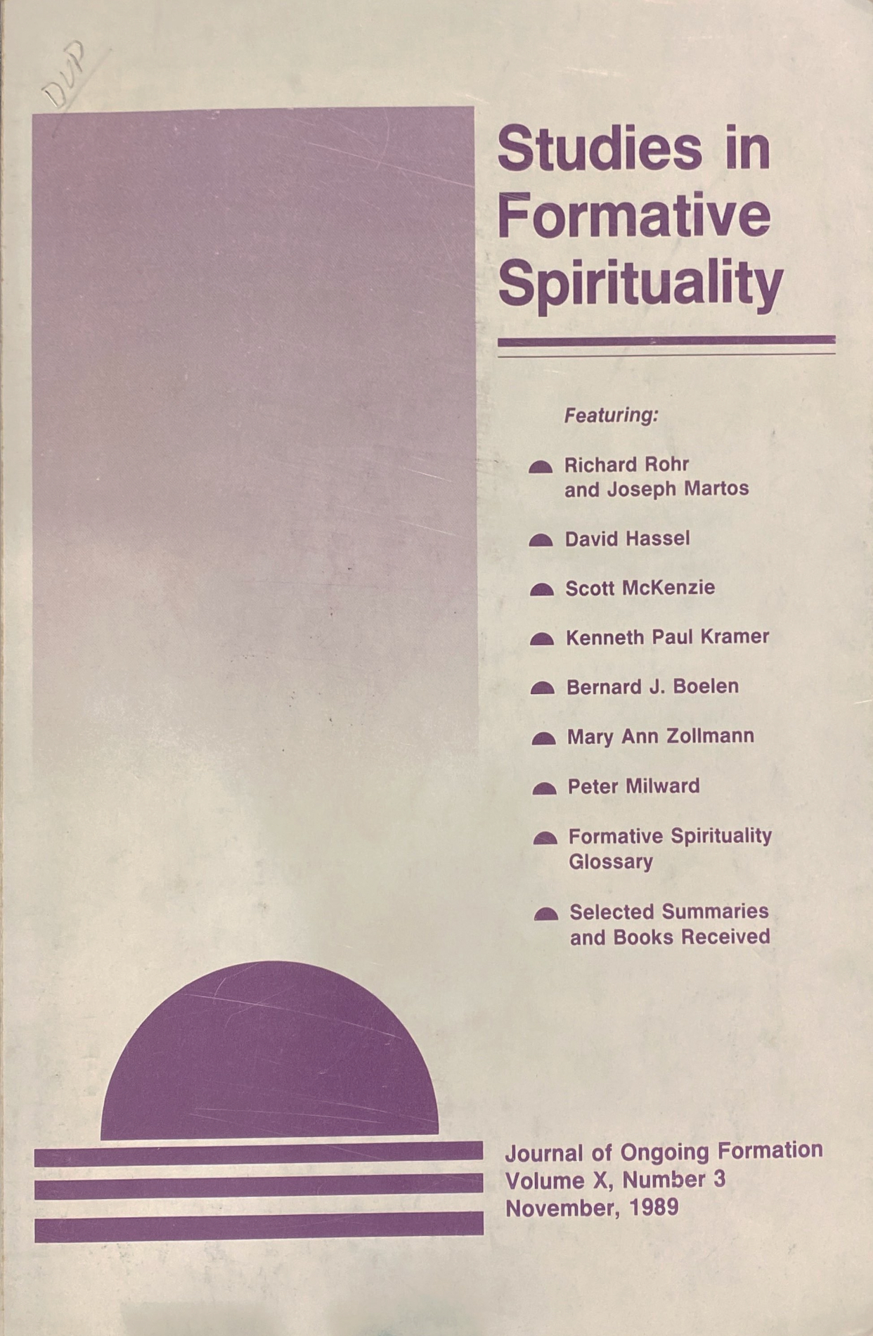 Cover of Studies in Formative Spirituality 